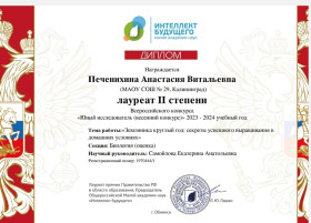 Результаты Всероссийского конкурса «Юный исследователь».